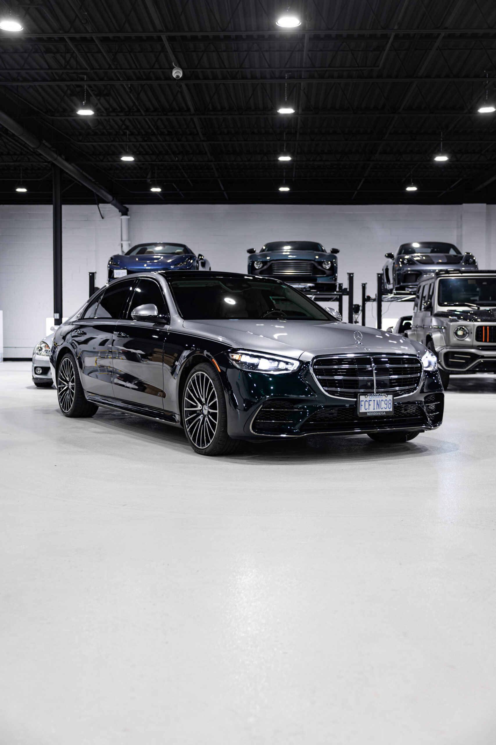 Two-tone coloured PPF on 2025 Mercedes S580 Emerald Green Metallic — Le Mans Detailing Markham