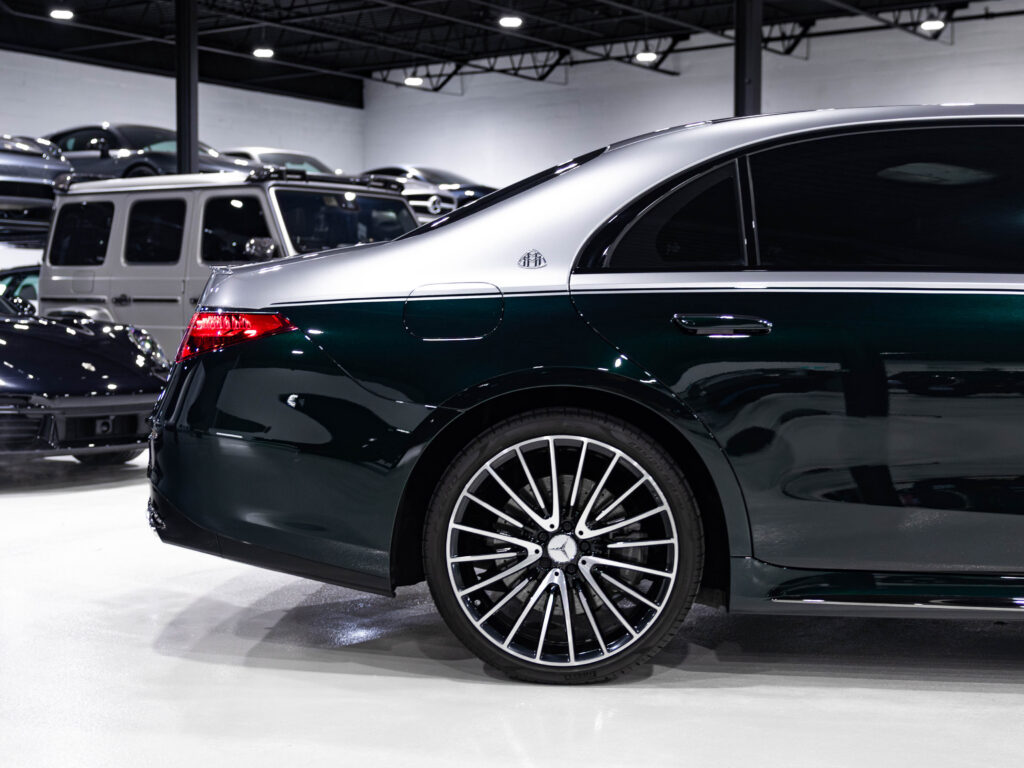 Side profile two-tone coloured PPF 2025 Mercedes S580 — Le Mans Detailing Markham ON